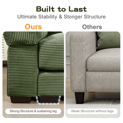 Oversized Cloud Modular Sectional Couch,Convertible Sectional Couches Deep Seat Extra-Wide Armrests, 18Throw Pillows Premium Corduroy Fabric, Ergonomic Design,Easy Assembly, For Study,Green image 12