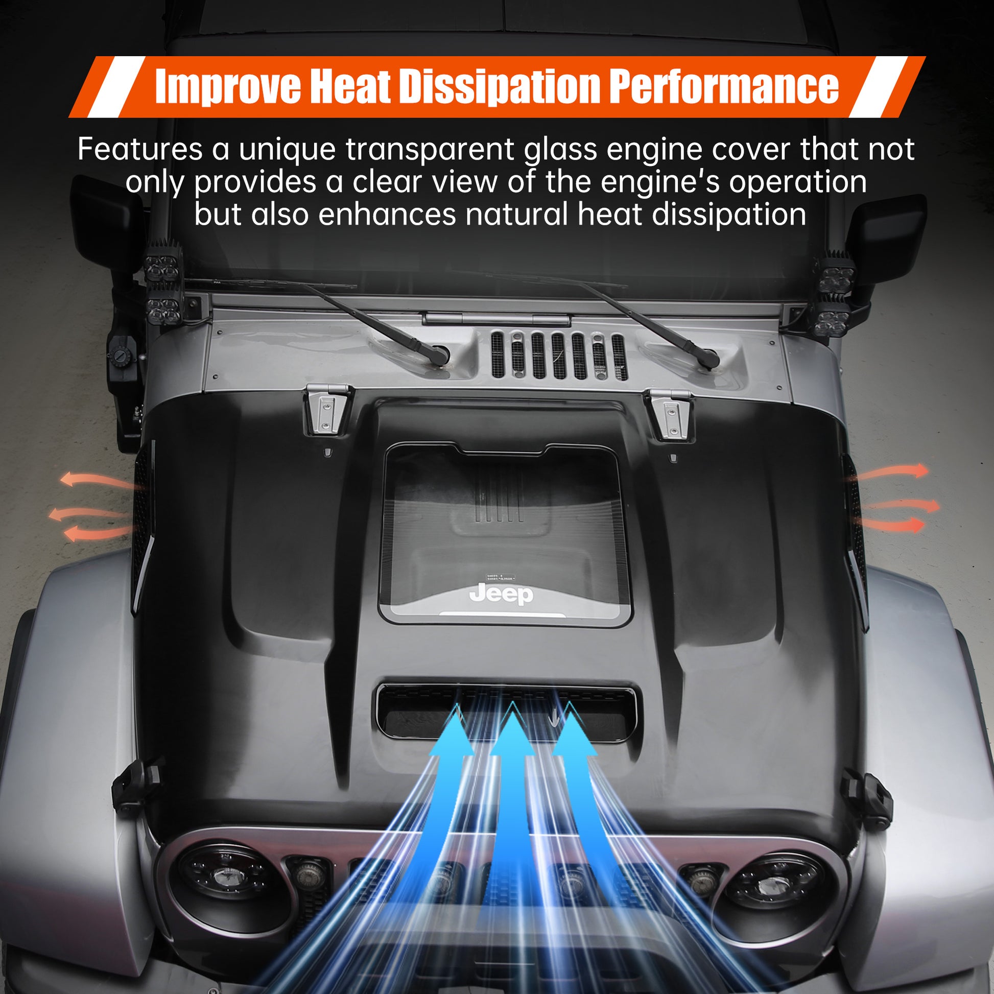 Replacement Hood Vented Heat Dispersion for 2007-2017 Jeep Wrangler JK JKU Hood Upgrade image 12
