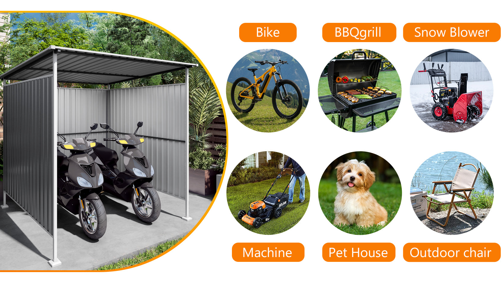 6x6FT Outdoor Pergola for Patio,Bike Storage Shed,Lean to Hardtop Grill Gazebo, Metal Pergolas and Gazebos,Year-Round Metal Gazebo Heavy Duty Awnings for Patio, Decks,Lawn, Backyard image 6