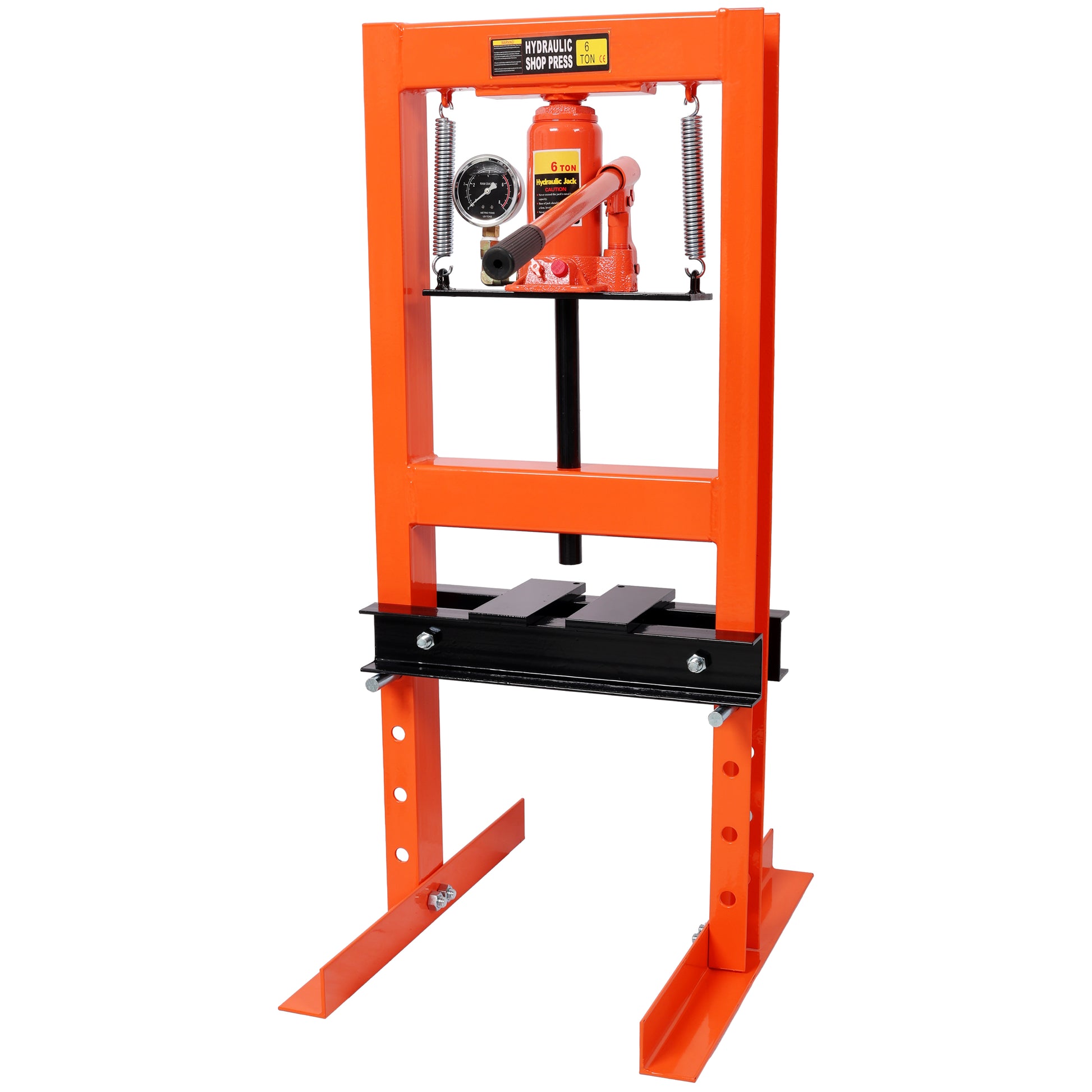 6Ton Bottle Jack Shop Press with Gauge, Bend, Straighten, or Press Parts, Install Bearings, U-Joints, Bushings, Ball Joints, and Pulleys,Orange image 3