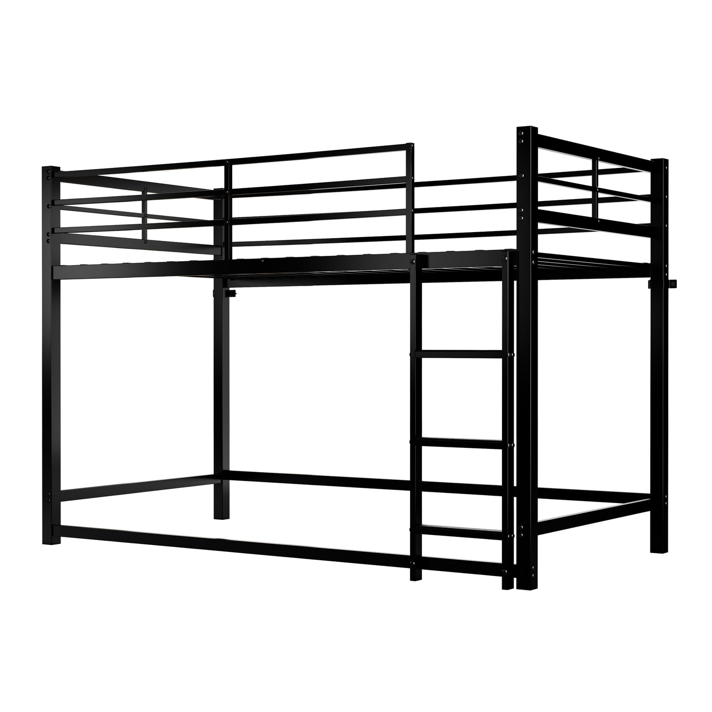Bunk Bed with Ladder and high Guardrail Metal Bunk Bed, Storage Space, Noise Free,Twin Over Twin Size,BLACK image 4