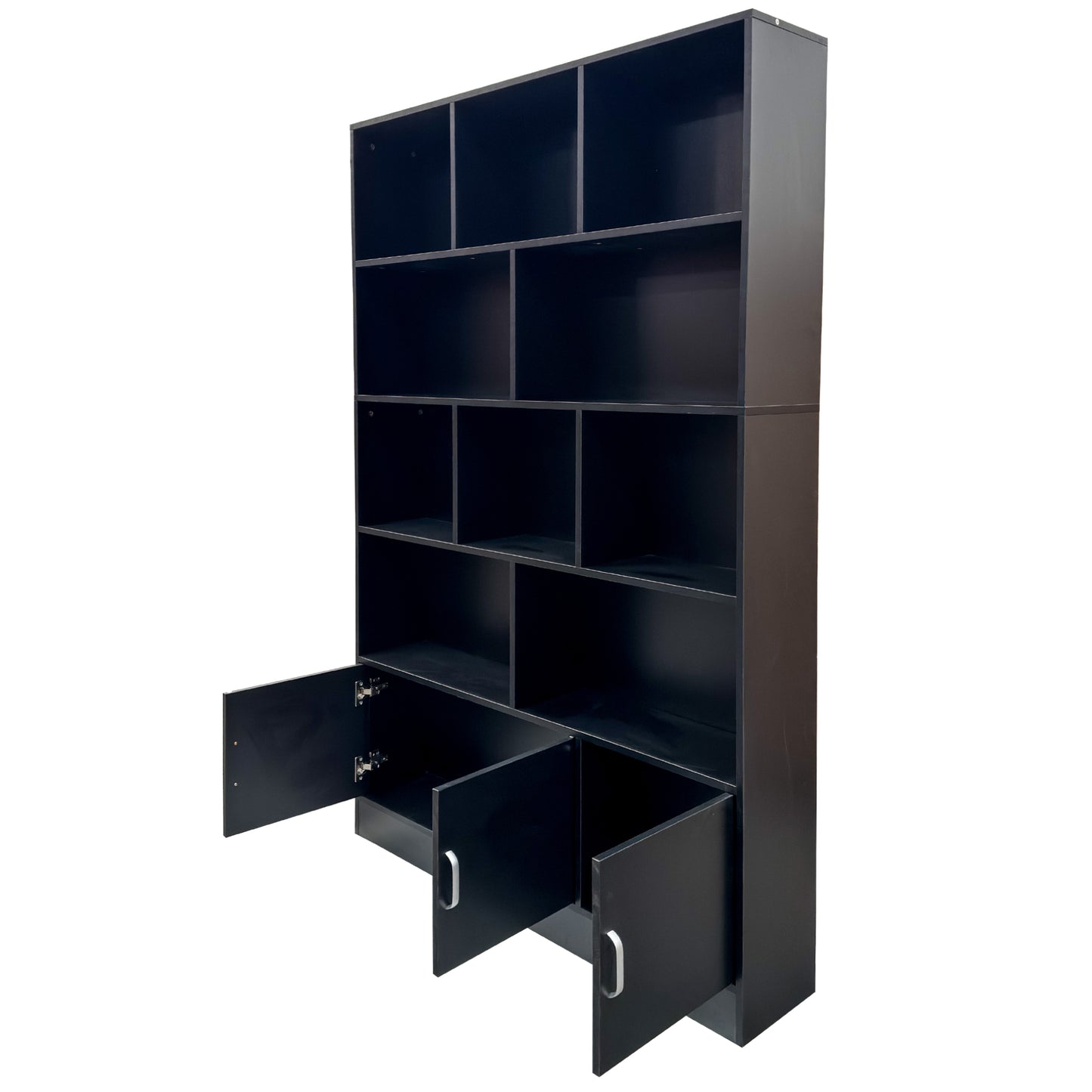 70.87" Tall Bookshelf with 10 Cubes and 3 Doors, 4-Tier Bookshelf, Open Shelf Bookcase with Cabinet, Modern Cube Storage Organizer for Living Room, and Office image 11