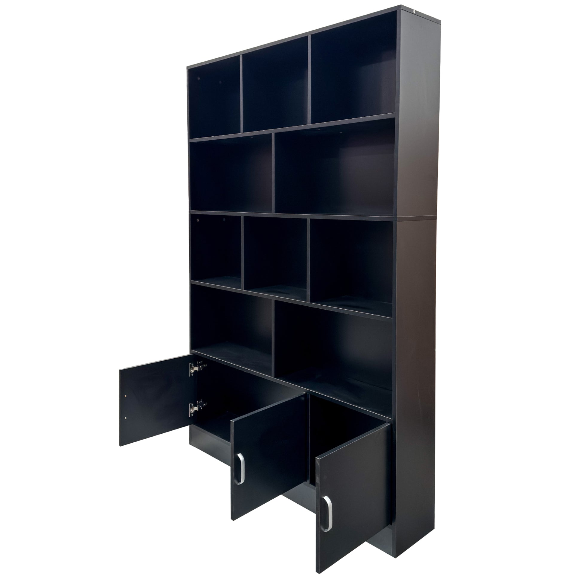 70.87" Tall Bookshelf with 10 Cubes and 3 Doors, 4-Tier Bookshelf, Open Shelf Bookcase with Cabinet, Modern Cube Storage Organizer for Living Room, and Office image 11