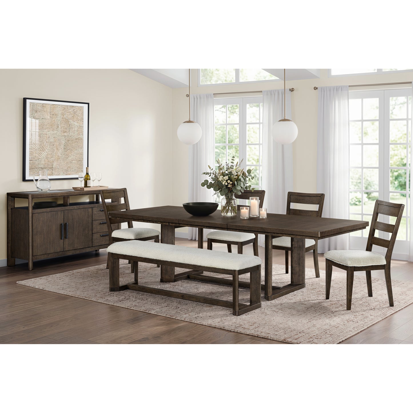 Dark Oak Trestle Dining Table with Leaf image 2