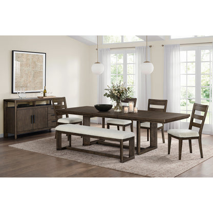 Dark Oak Trestle Dining Table with Leaf image 2