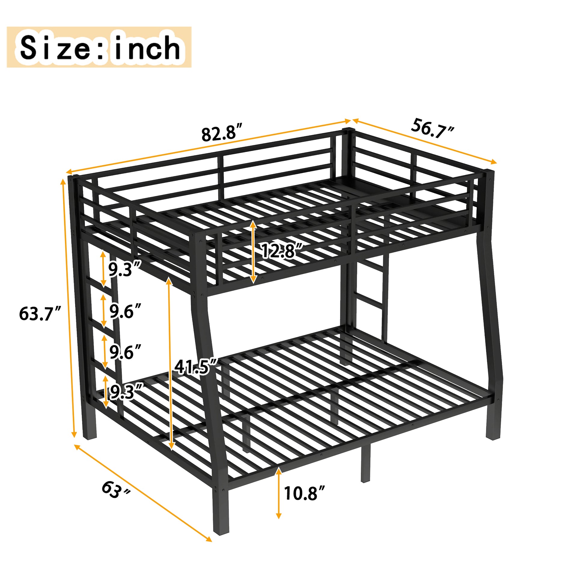 Metal Full XL over Queen Bunk Bed for Teens and Adults,Space-Saving/Noise Reduced/No Box Spring Needed,Black image 4