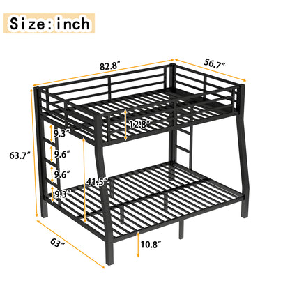Metal Full XL over Queen Bunk Bed for Teens and Adults,Space-Saving/Noise Reduced/No Box Spring Needed,Black image 4