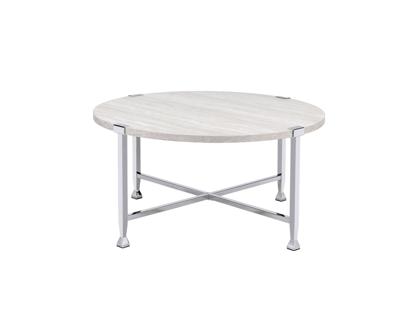 Brecon White Oak & Chrome Finish Coffee Table image 1