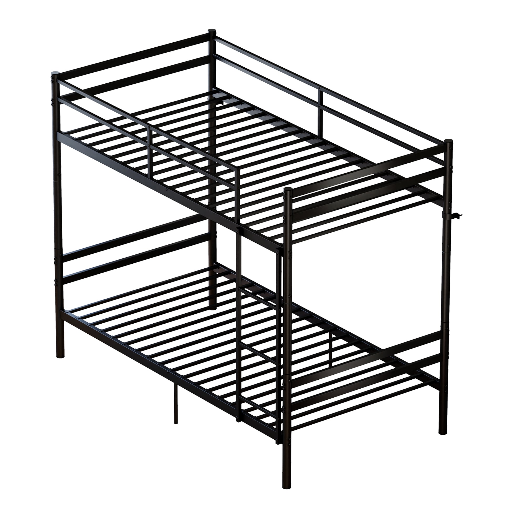 Bunk Bed with Ladder and high Guardrail Metal Bunk Bed, Storage Space, Noise Free,Twin Over Twin Size,BLACK image 4