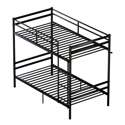 Bunk Bed with Ladder and high Guardrail Metal Bunk Bed, Storage Space, Noise Free,Twin Over Twin Size,BLACK image 4