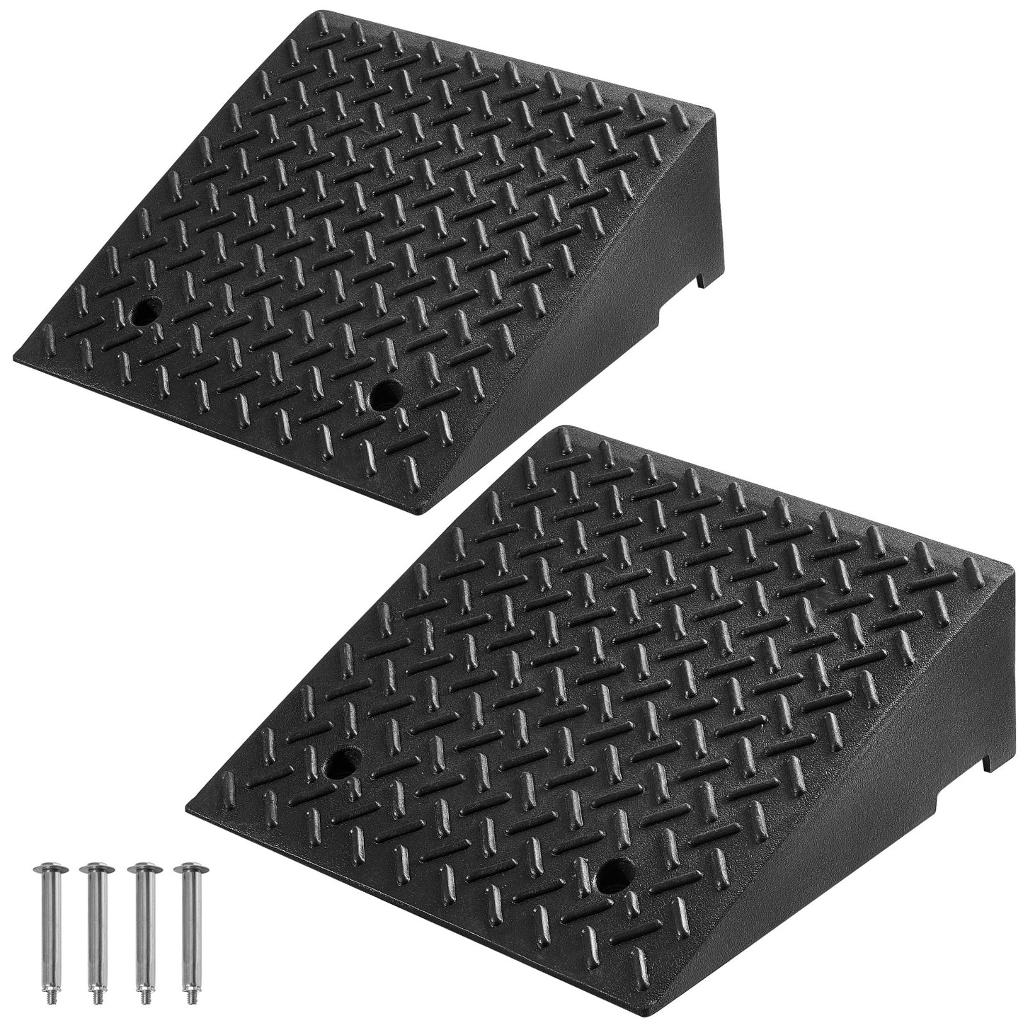 Driveway Curb Ramp, 7000 lbs Load Capacity, 7 Inches Rise Height Heavy Duty Curbside Bridge Ramp with Drainage Tank for Wheelchairs, Strollers, Motorcycles, Cars, Lawn Mowers & Trailers, 2 Pack image 1