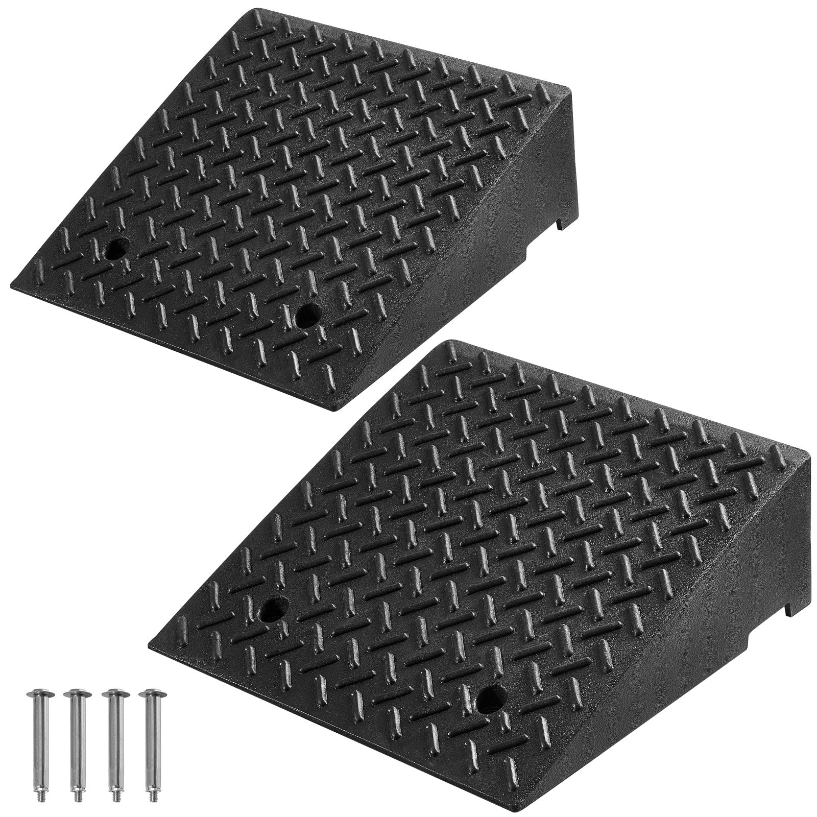 Driveway Curb Ramp, 7000 lbs Load Capacity, 7 Inches Rise Height Heavy Duty Curbside Bridge Ramp with Drainage Tank for Wheelchairs, Strollers, Motorcycles, Cars, Lawn Mowers & Trailers, 2 Pack image 1