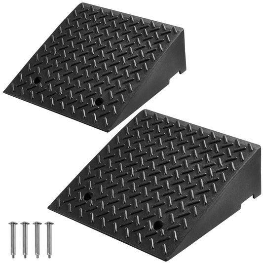 Driveway Curb Ramp, 7000 lbs Load Capacity, 7 Inches Rise Height Heavy Duty Curbside Bridge Ramp with Drainage Tank for Wheelchairs, Strollers, Motorcycles, Cars, Lawn Mowers & Trailers, 2 Pack image 1