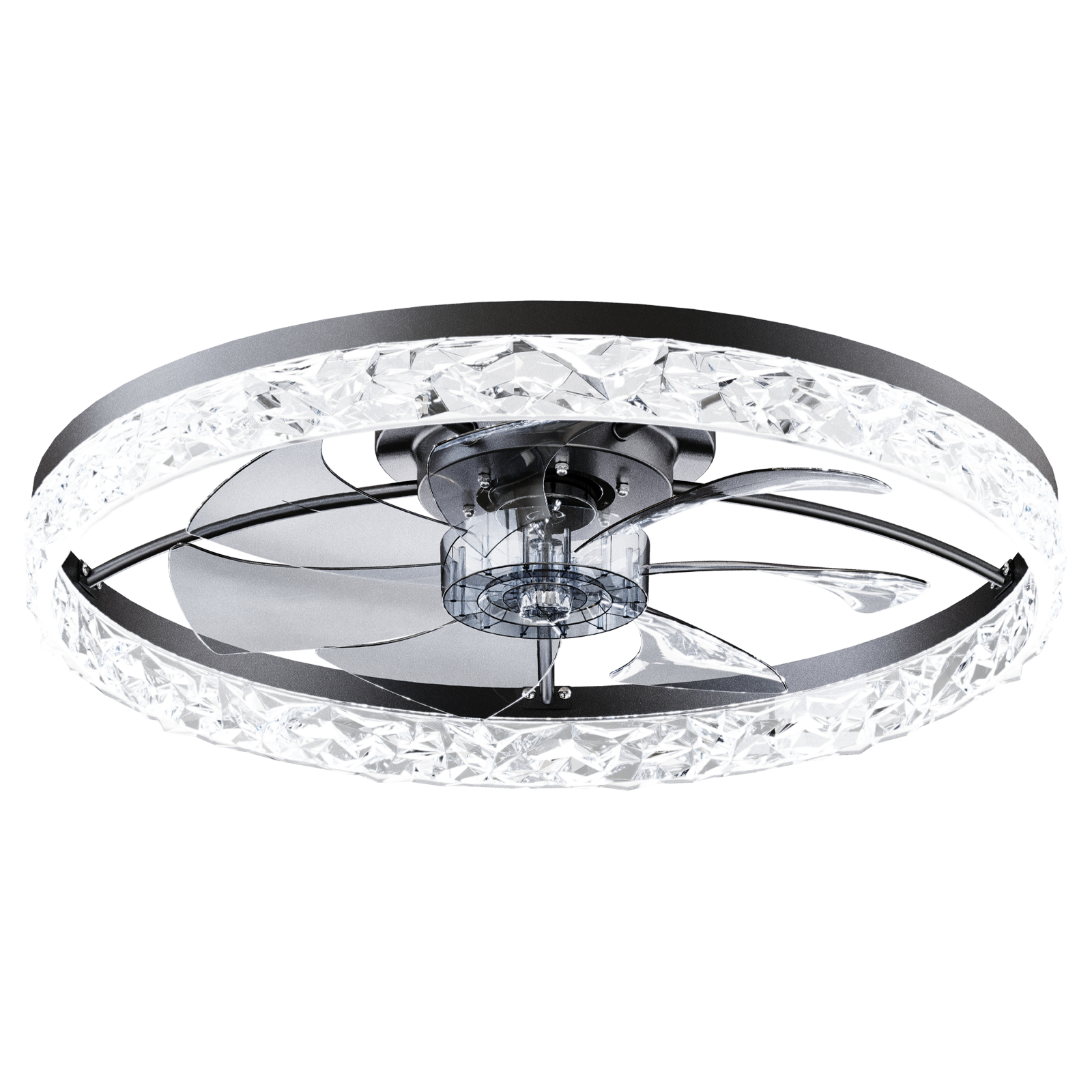 23.6" Ceiling Fans with Lights Remote and APP Control, Dimmable 3-Color and 6-Speed quiet DC Motor, BLACK Ceiling Fan for Bedroom Living Room image 9
