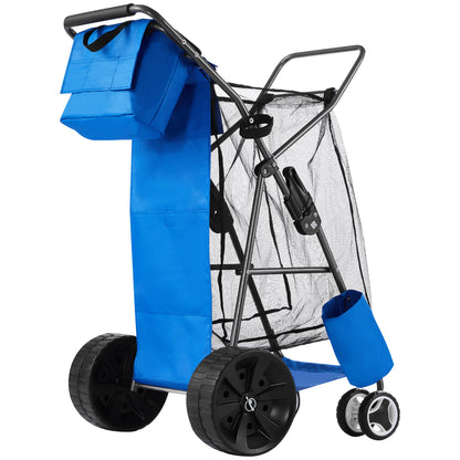 Beach Cart with Large Wheels for Sand, 165 lbs Load Capacity, Heavy Duty Folding Beach Wagon with 10" Solid Wheels, Insulated Cooler Bag, Umbrella Holder, Holds 4 Chairs for Camping & Fishing image 5
