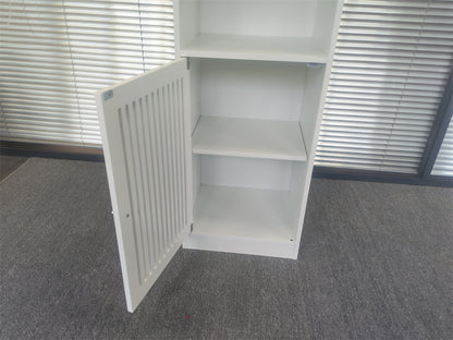 Bathroom low cabinet, louvered door floor-standing bathroom storage cabinet, multi-layer bathroom storage cabinet, white image 4