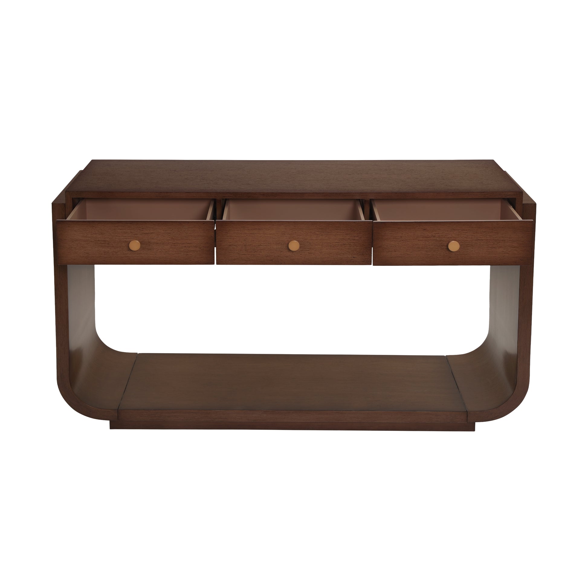 Classic-Style Console Table, 3 Storage Drawers, Display Shelf, Curved Legs, Painted Finish, Entryway/Hallway/Living Room, Walnut image 10