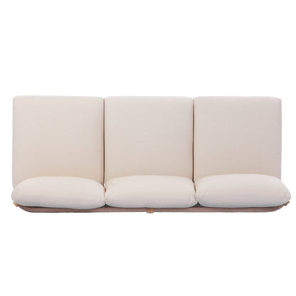 73.23" outdoor acacia wood frame, rope-braided backrest three-seater sofa (Light Teak+Beige Rope+Beige Cushion) image 7