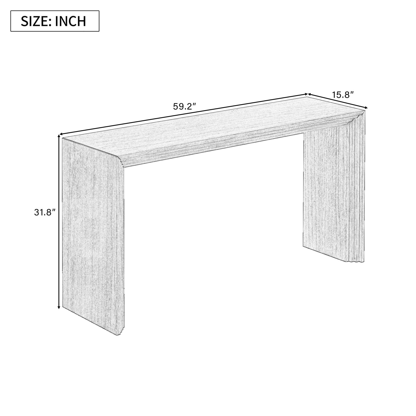 U_STYLE Modern Style Console Table made of Paulownia Solid Wood Veneer,Suitable for Foyer, Living Room, or Entryway. image 3
