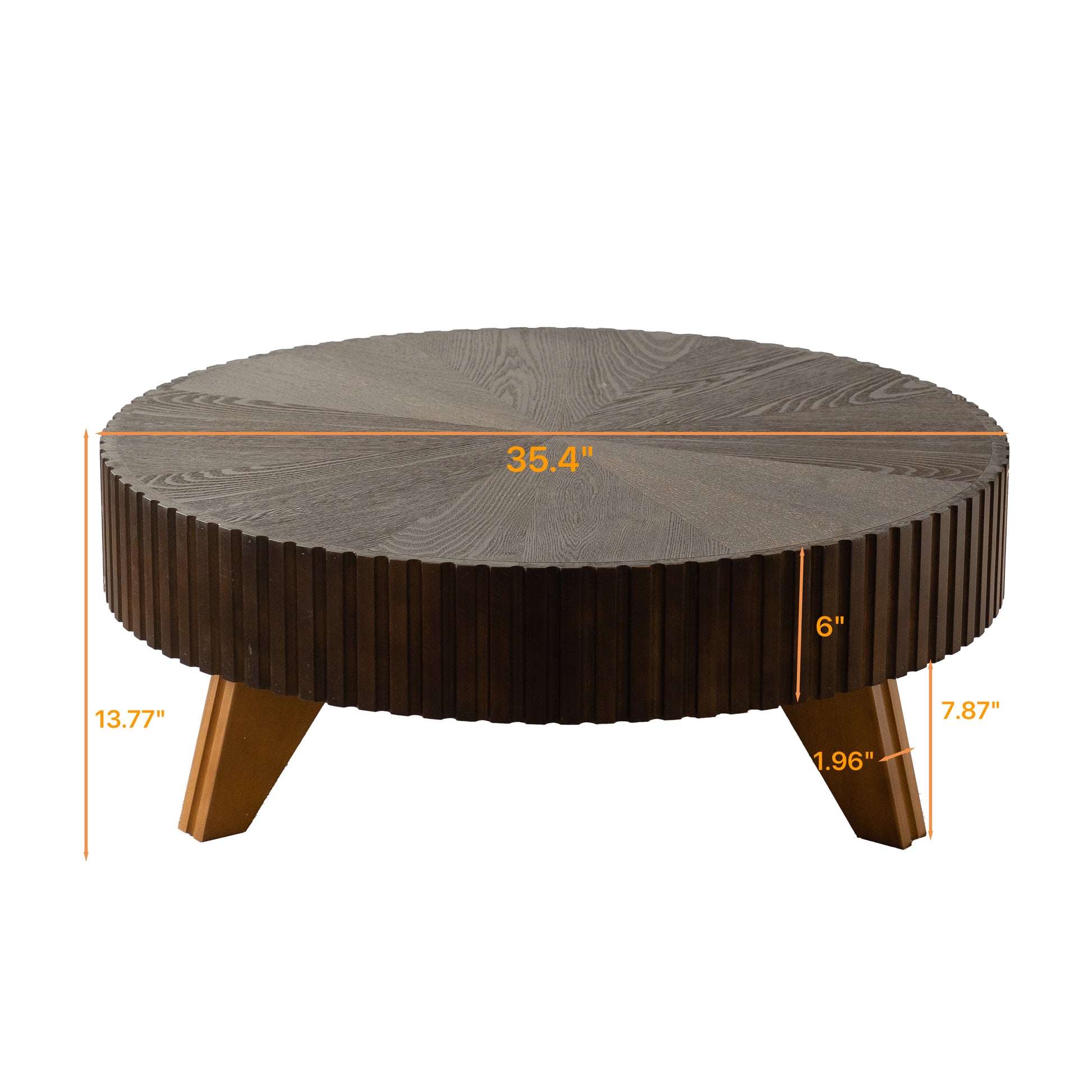 35.4 "Round Retro Coffee Table, Coffee Table Suitable For Coffee and Home Decor, Brown image 9