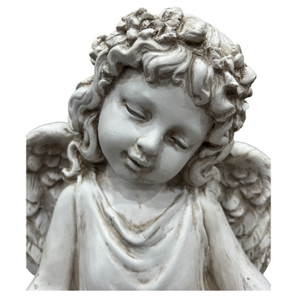 21.06" Tall Weathered Angel Cherub Garden Statue, Resin Dress Sculpture Figurine, Decorative Outdoor Yard Lawn Patio Backyard Landscape Ornament Decoration image 10