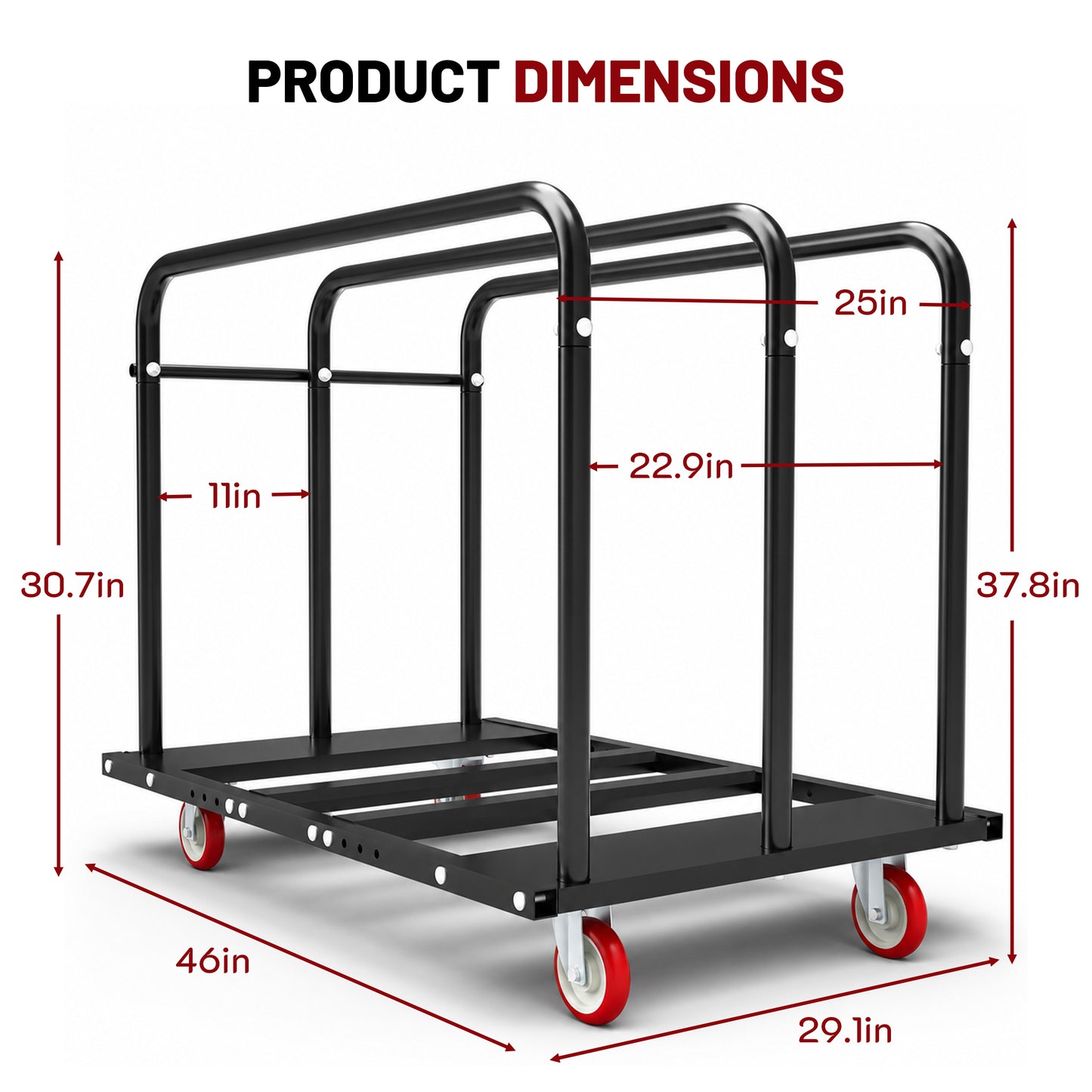 2000LBS Heavy Duty 2-in-1 Table Dolly, Adjustable Furniture Mover Cart with Multi-Slot & Flatbed Modes, 360° Swivel PU Wheels, Dual Brakes – For Drywall, Plywood, Equipment image 2