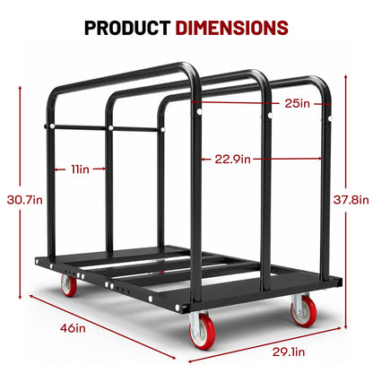 2000LBS Heavy Duty 2-in-1 Table Dolly, Adjustable Furniture Mover Cart with Multi-Slot & Flatbed Modes, 360° Swivel PU Wheels, Dual Brakes – For Drywall, Plywood, Equipment image 2