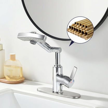 LED Temperature Display Bathroom Faucet, 3 Water Modes & 360° Rotating Spout Single Handle Vanity Sink Faucet with Digital Screen image 2