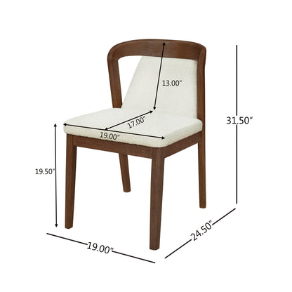 Upholstered Backrest Armless Dining Chairs (Walnut+Camel) image 4