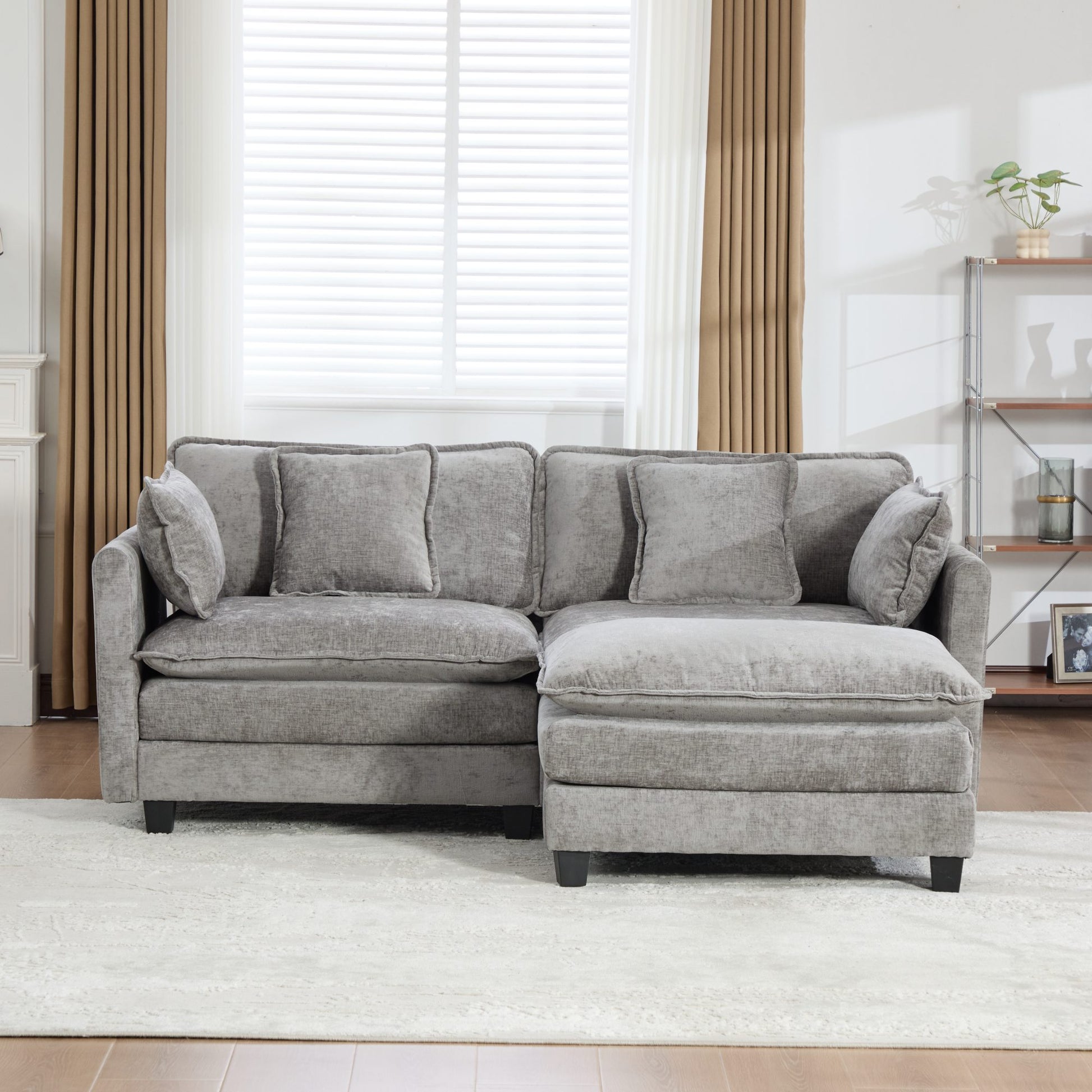 Cloud Sofa LoveSeat (Ottoman is not included), Modern Sectional Couch, for Living Room Bedroom and Apartment, Comfy Double Layer Upholstered Seat Cushion, Breathable Chenille Fabric, Gray,SSS5012GY image 11