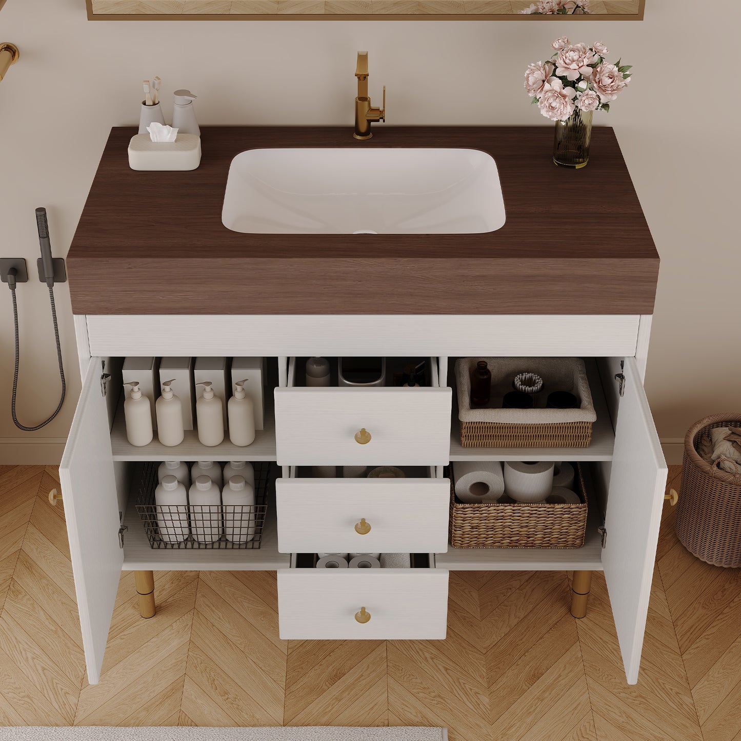 36 in Modern Free-standing Bathroom Vanity with Ceramic Sink & Ample Storage image 4