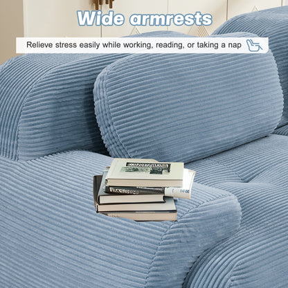 82'' L-shaped sofa in softCorduroy Fabric fabric modular design multiple combinations curved armrests no assembly required high-resilience sponge suitable for living rooms rest areas bedroom,Blue image 8