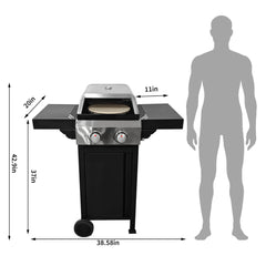 2 Burner Gas Grill and Pizza Oven for Outdoor Cooking While Camping or Tailgating.