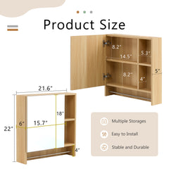 Wall Mounted Bathroom Mirror Cabinet with Shelves & Towel Rack
