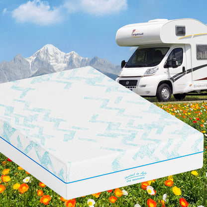 10-inch RV Latex Memory Foam Mattress, short queen size, large format, free of glass fibers, medium hardness texture, breathable memory foam. image 1