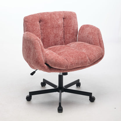 Modern Chenille Swivel Office Chair, Height Adjustable Task Chair with Convertible Multi-Position Armrests, Comfy Double Cushioned Desk Chair for Home, Study,Vanity & Living Room, Blush Pink,SW5028PK image 4