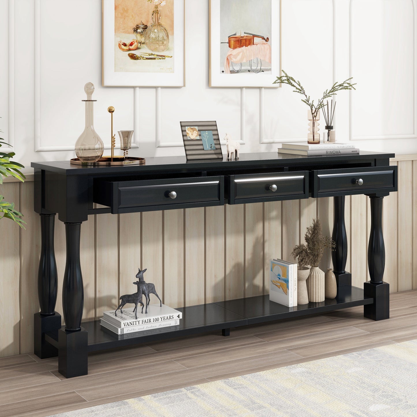 TREXM Console Table 63" Long Console Table with Drawers and Shelf for Entryway, Hallway, Living Room (Espresso, OLD SKU: WF314993AAB) image 10
