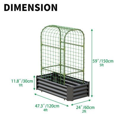 2-in-1 Raised Garden Bed with Trellis - 59" Tall Arch Planter Box for Climbing Plants, Outdoor Galvanized Metal Gardening Bed for Vegetables, Fruits, Flowers (Black, 4x2x1 Ft) image 12