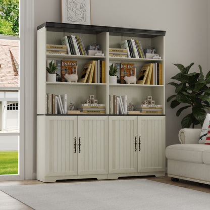 70.86"(180cm) Tall Storage Cabinet, 5 Tier Cube Display Cabinet with Adjustable Shelves and Barn Doors, MDF Wood Freestanding Display Bookshelves for Bedroom,Living Room, Kitchen, Pantry, Bar Cabinet image 11