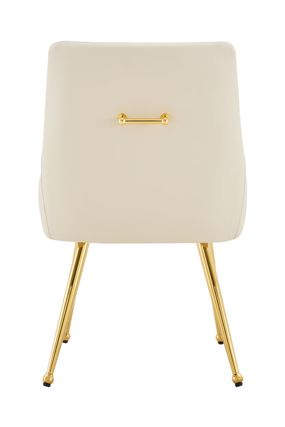 Leather Upholstered Modern Dining Chair with Diamond Tufted Button Back - Dining Room Negotiation Room Cafe Office Accent Chair (Off White, Set of 2) image 7