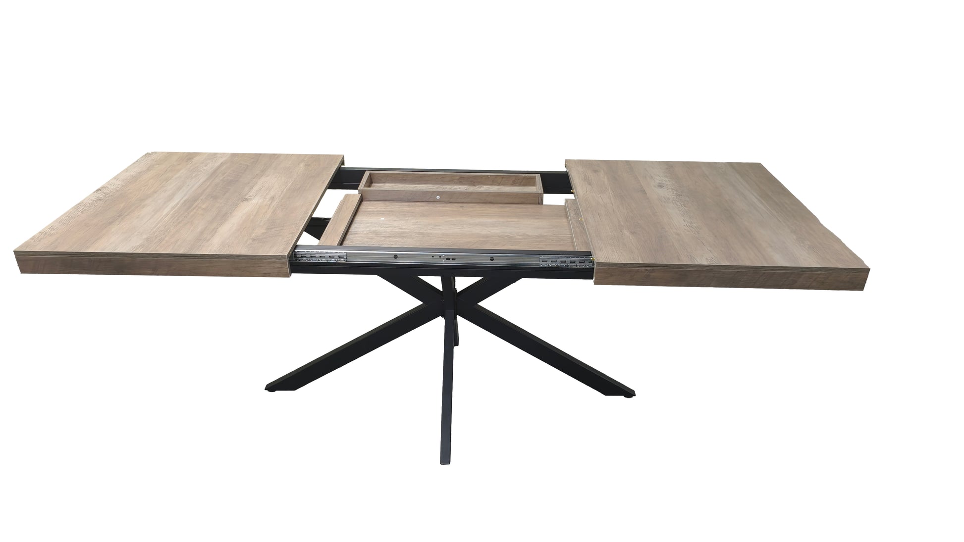 55.11"-70.86"Retro Rectangular Stretch Dining Table, Grey Carole Top With Same Color Embossed Center Plate,With Storage Box,Suitable for dining rooms, kitchens, and living rooms,Grey image 7