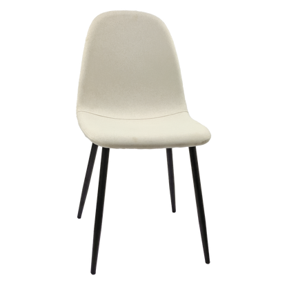 Dining Chairs Set of 4, Modern Accent Chairs with Linen Fabric Upholstered Seat, Spoon Shape Kitchen Chair with Black Metal Legs Dining Side Chairs for Dining Room Kitchen (Beige) image 11