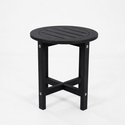Black HDPE Outdoor Side Table, 15.94 in. L x 15.94 in. W x 17.71 in. H, Small All-Weather Patio End Table image 12
