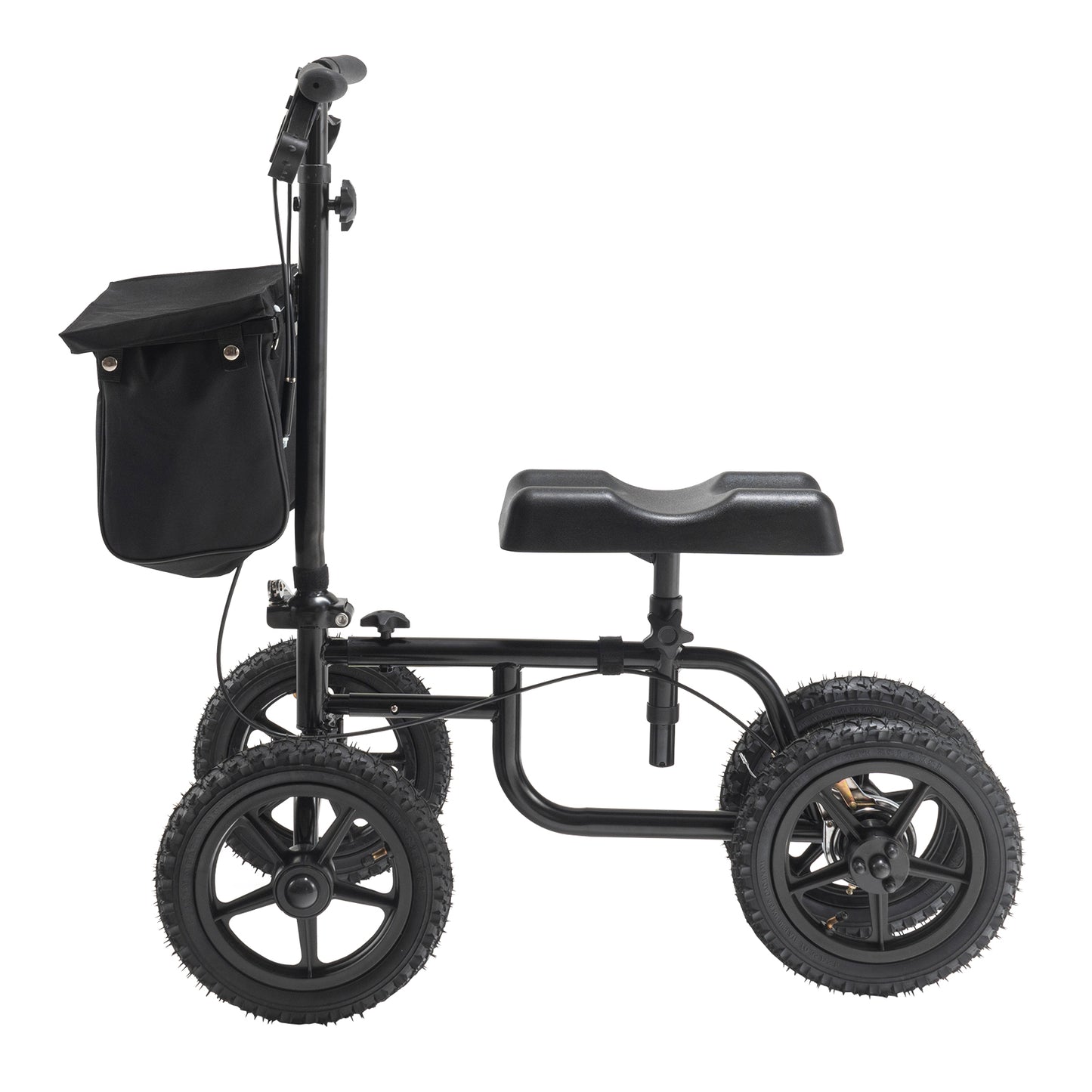Folding Knee Scooter, Carbon Steel Steerable Knee Walker with Height-Adjustable Handlebar & Knee Pad, 12" All-Terrain Wheel, Dual Brakes, Leg Recovery Scooter for Injured Ankle Foot Knee, 350LBS image 8