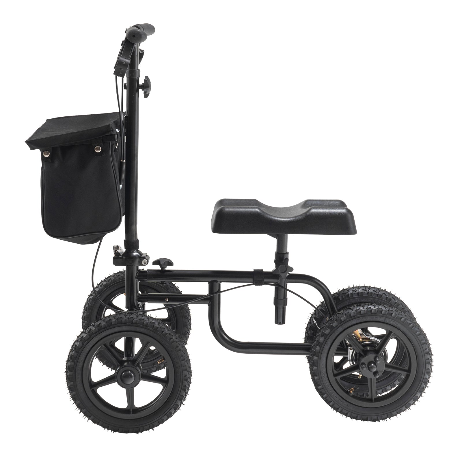 Folding Knee Scooter, Carbon Steel Steerable Knee Walker with Height-Adjustable Handlebar & Knee Pad, 12" All-Terrain Wheel, Dual Brakes, Leg Recovery Scooter for Injured Ankle Foot Knee, 350LBS image 8