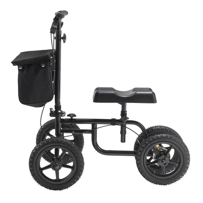 Folding Knee Scooter, Carbon Steel Steerable Knee Walker with Height-Adjustable Handlebar & Knee Pad, 12" All-Terrain Wheel, Dual Brakes, Leg Recovery Scooter for Injured Ankle Foot Knee, 350LBS image 8