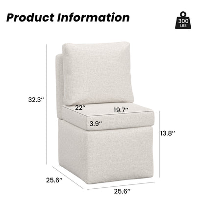 Armless Lounge Sofa Chair, Soft Corduroy Upholstered Accent Chair with High-Density Sponge Cushion, Comfy Single Sofa Seat for Living Room Bedroom, No Assembly Required image 2