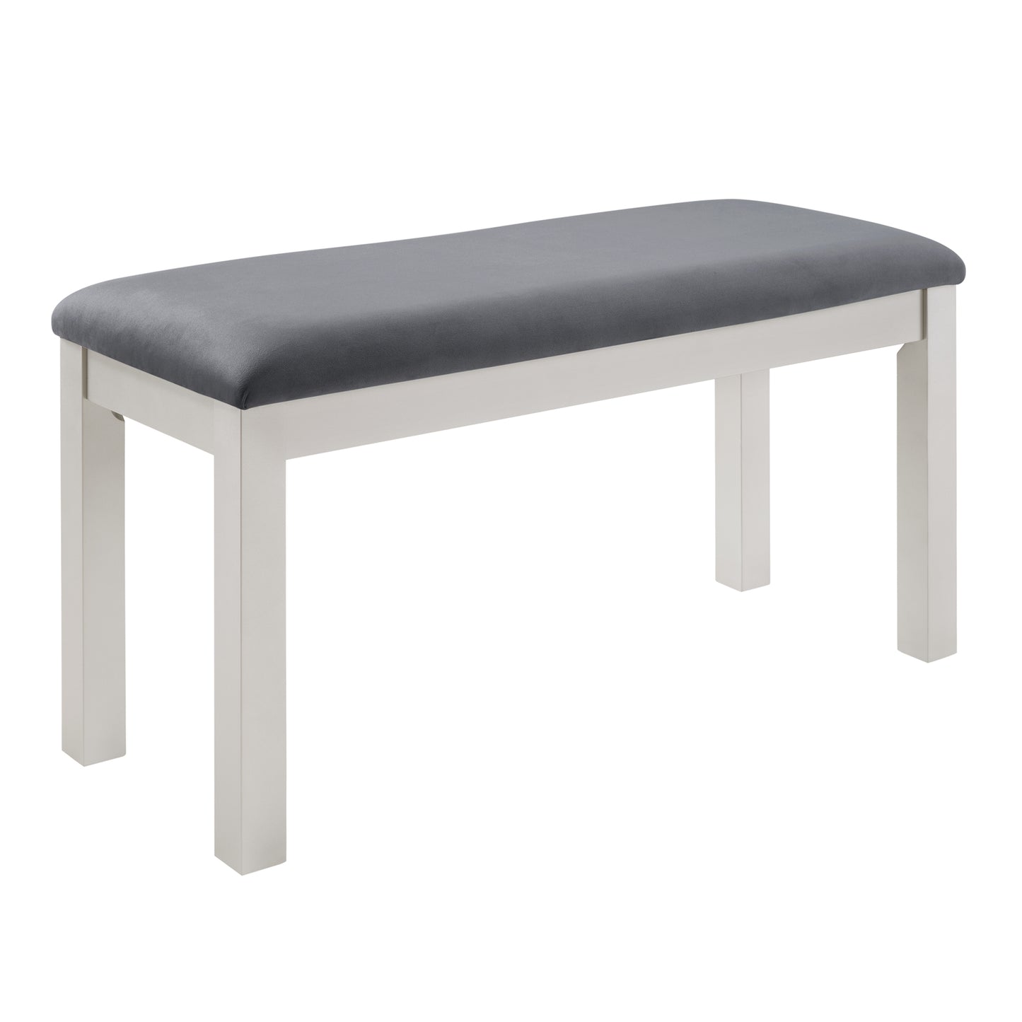 6 Piece Wooden Dining Table Set, Wooden Dining Table with 4 Upholstered Chairs and Bench for 6 People, Rectangular Dining Table Set with Crystal Decoration for Kitchen, Dining Room, Silver grey image 11