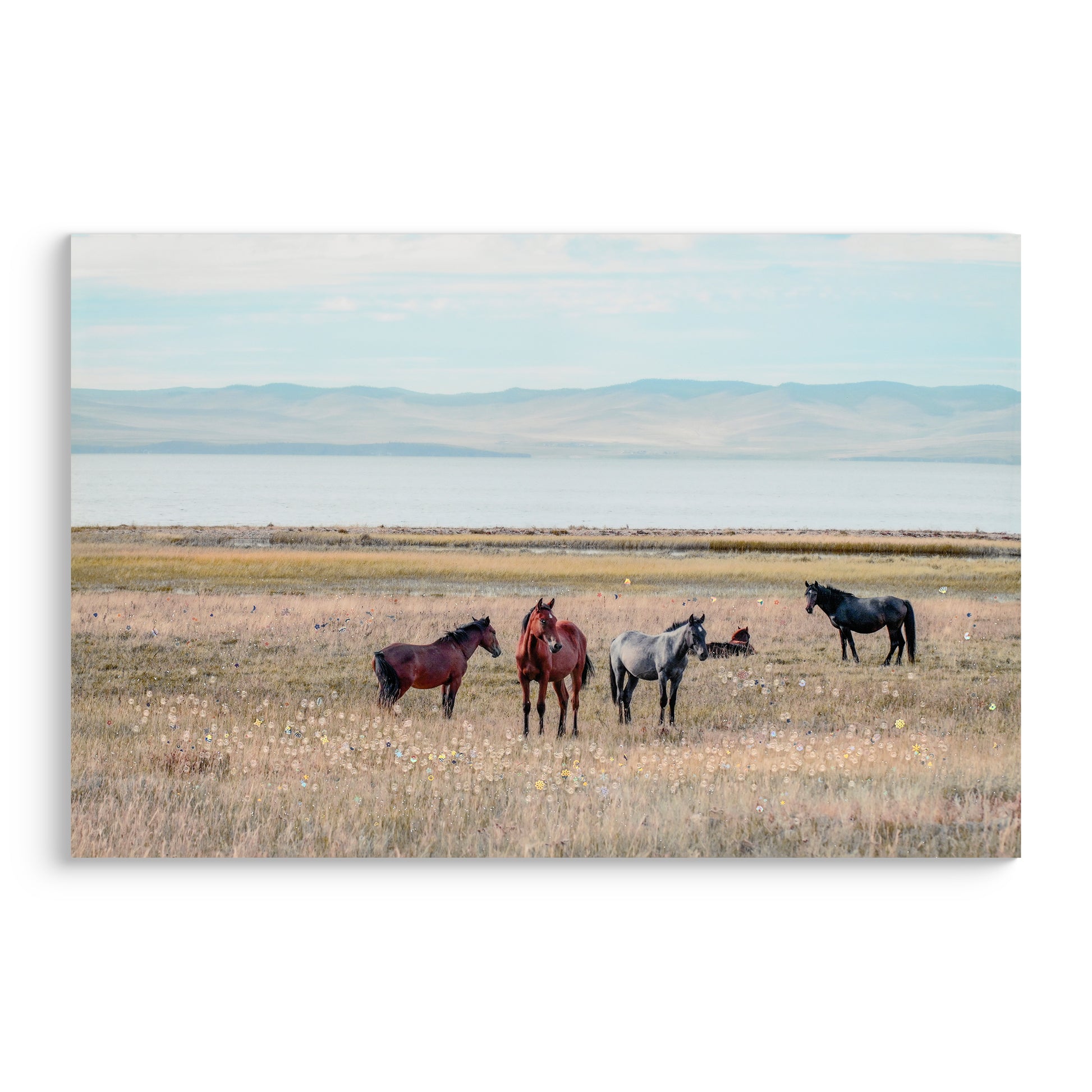 Horse framed wall art decor country western farmhouse wood painting wild horses grassland 36x24 inch image 8