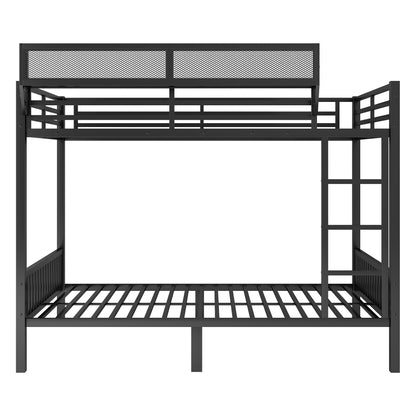 Queen Over Queen Metal Bunk Bed with Ladder and Storage Shelf for Adults Teens,Black(Expect Arrival Date 2025/9/12) image 11